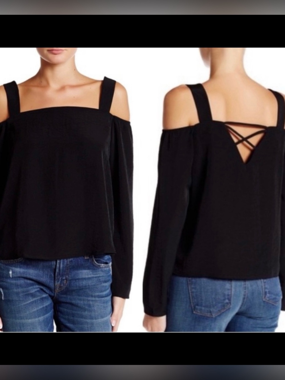 Harlowe & Graham Black Long Sleeve Blouse
